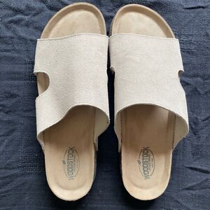 Woodstock Mens Suede Tan Bert Slides Shoes. Size 11 M. Summer Hippie. Boho. Cork
